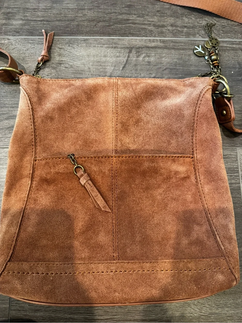 The Sak leather Suede feel Crossbody Shoulder Bag in Rust, new no tags